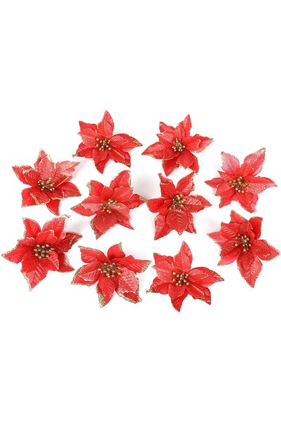 Noonedibs Asdomo Set de 10 Decorațiuni de Crăciun/Brad de Nuntă 13cm Flori Co...