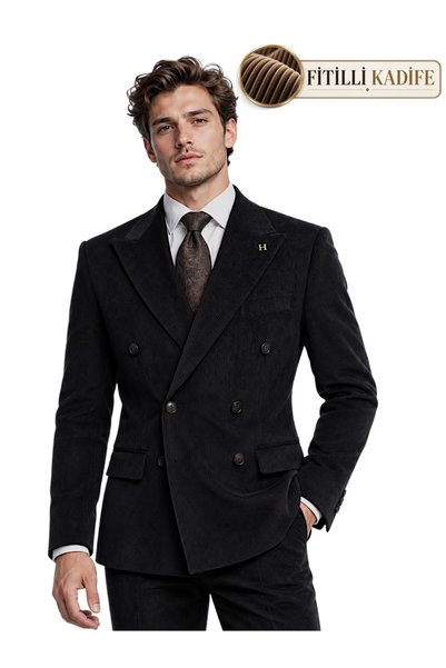 HERMOSE Black Corduroy Wrap Dress