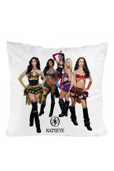LITTLE DARKS ART Pernă personalizată katseye pop girl band, Poliester, Alb, 4...