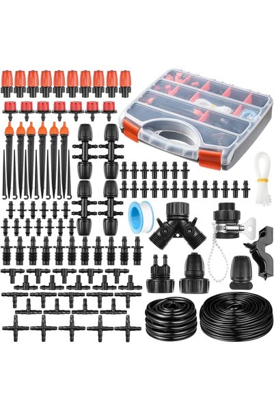 Generic 280 Pcs Drip Irrigation Kit, 147FT Garden Watering System with 1/2 & ...