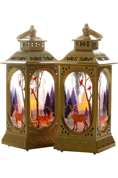 Noonedibs Pachet de 2 lumânări de Crăciun decorative, felinar cu LED, lampă d...