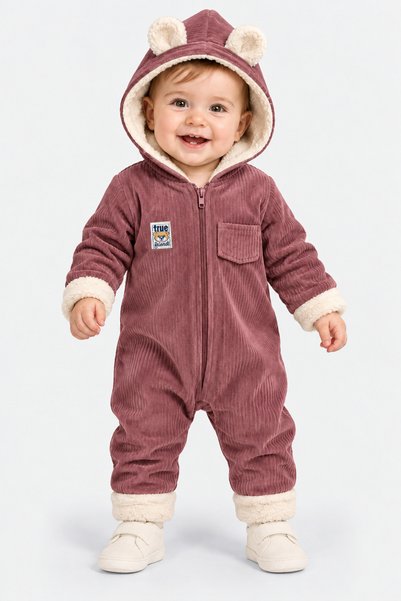 BEBEKİZ İçi Welsoft Dışı Kadife Kapüşonlu Kışlık Unisex Bebek Astronot Tulum ...