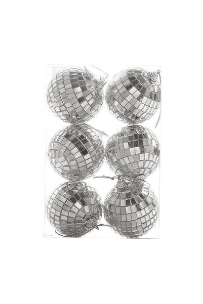 Noonedibs Globuri de Crăciun cu oglindă reflectorizantă disco argintie, ușor ...
