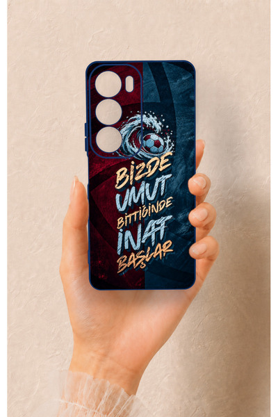 Vip Case Vivo Y19S Compatible Wavy Burgundy and Blue Patterned Silicone Case.