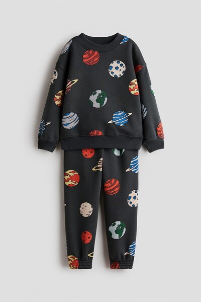 H&M 2 Parçalı Baskılı Sweatshirt Set