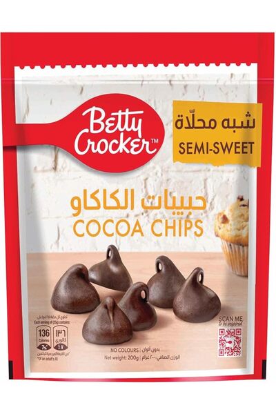 BETTY CROCKER رقائق الكاكاو شبه الحلوة 200 جرام