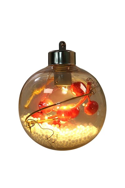 Noonedibs Glob de Crăciun transparent cu LED-uri, pandantiv strălucitor pentr...