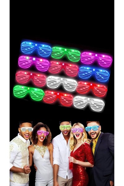 Generic Neon Party Glasses - 12pcs Light-Up Glow in the Dark Shutter Shades f...