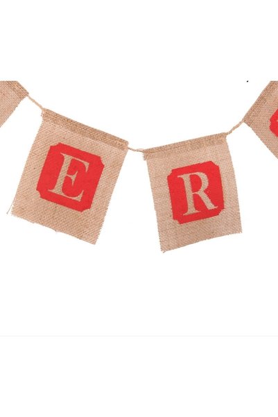 Noonedibs Ghirlande de bannere din pânză de sac de Crăciun Fericit pentru dec...