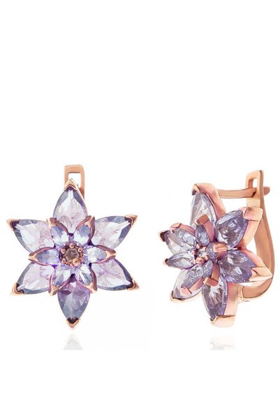 BlackCraft Silver Rose Lilac Lotus Flower Women's Earrings