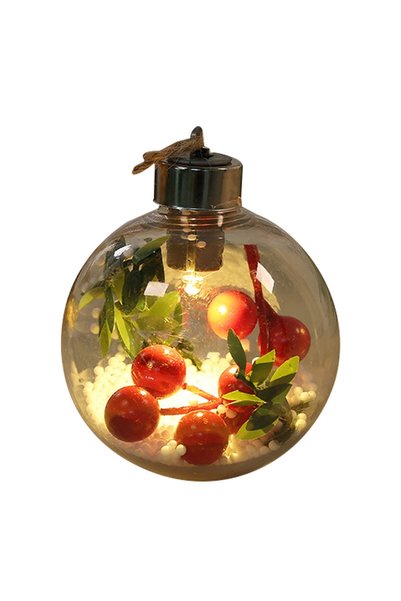 Noonedibs Glob de Crăciun transparent cu LED-uri, pandantiv strălucitor pentr...