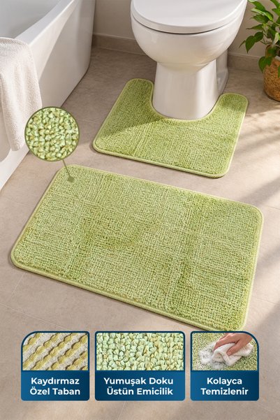 Prima Nova Sera Bathroom Rug 2-Piece Green 70*45cm 45*45cm