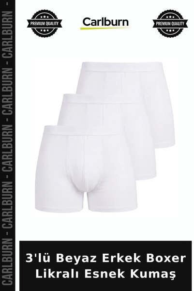 Carlburn Deluxe Series 3-Pack White Men's Boxer Briefs, Stretchy Fabric with ...