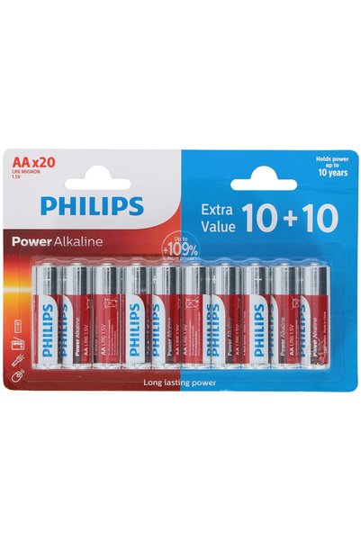 Philips Αλκαλικές μπαταρίες 20 τεμάχια, LR 6/AA, Power Alkaline LR 6 P 20 BP 10