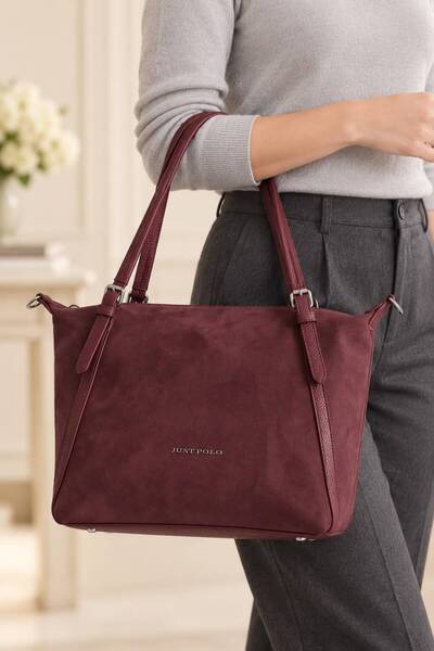 Just Polo Women's Stylish Large Shoulder and Handbag with a Suede-Like Finish.
