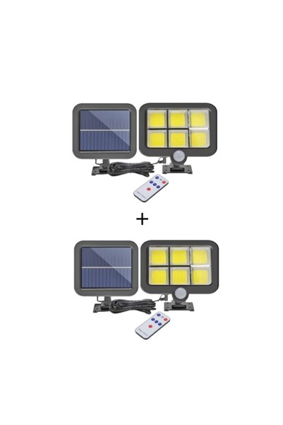 DealzReall Σετ 2 Ηλιακών Λαμπών LED 250W με Αισθητήρα Κίνησης, 6 COB, Τηλεχει...