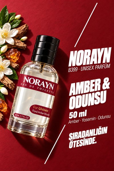 norayn B399 Unisex Parfüm EDT 50 ml Amber Yasemin Odunsu Koku Kendine Özgü Sı...