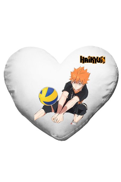 LITTLE DARKS ART Pernă personalizată Haikyuu Hinata, Poliester, Alb, Inimă