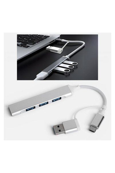 i-JMB Hub USB cu 4 Porturi, Conector USB și USB-C, Utilizare Simultană