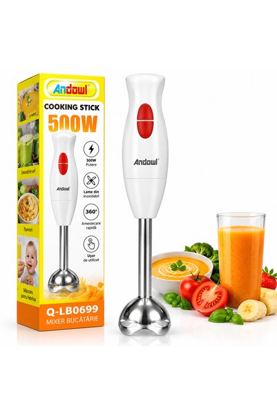 Andowl Κάθετος Αναδευτήρας Q-LB0699, 500W, Μπλέντερ Χειρός, Λευκό