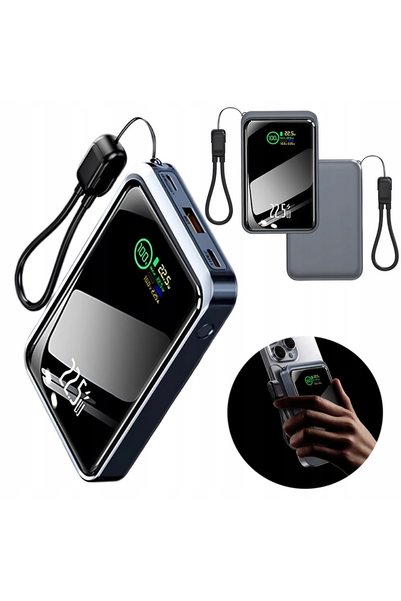 NO BRAND Powerbank 10000mAh 22.5W USB-C USB - ABS+PC durabil cu cablu pentru ...