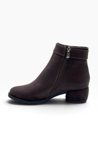 ERBAY 503-27 Yağlı Deri Taşlı Tokalı Topuklu Fermuarlı Kadın Bot(5cm)