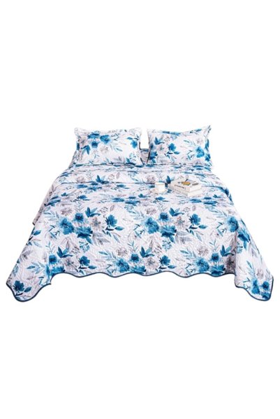 OEM Cuvertură de pat, Microfibră, 3 piese, 2 persoane, 220x240cm, Imprimeu fl...