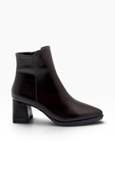 C shoes C-Shoes NB700-27 Sıvama Deri Kalın Topuklu Kadın Bot(6,5cm)