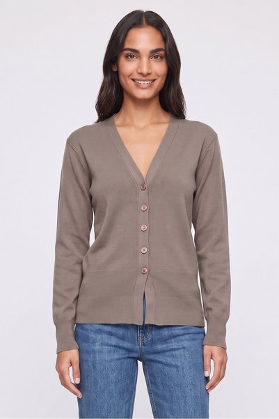 Threadbare Women Long Sleeve Knitted Cardigan, Light Brown