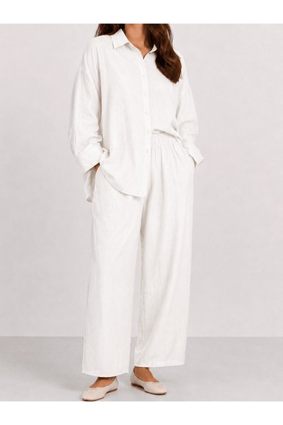 Hepsi Moda Roba Detailed Pantsuit - 0517 - Ecru