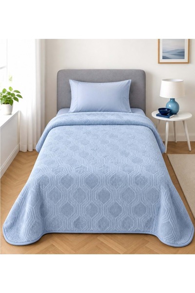 Özdilek Trendy Embossed Single Blanket (155X220) - Art Deco Ice Blue