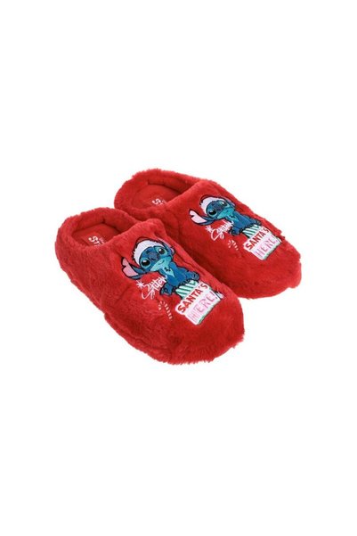 Jumbo Papuci de Craciun Family Rosii cu Model Stitch "Santa's Here!"