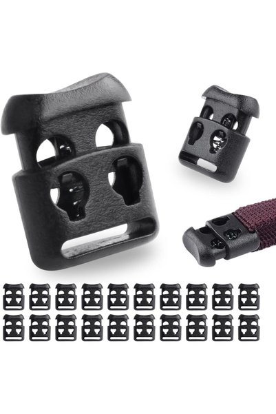KASTWAVE Cord Lock, Double Hole Plastic Drawstring Fastener, Spring Toggle Co...