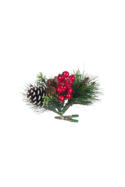 Jumbo Floare Decorativa de Craciun cu Clips Crenguta de Pin Rodie & Pomusoare...