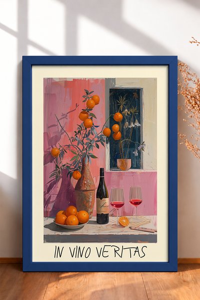 HOMEPACK لوحة "فينو فيريتاس" (In Vino Veritas) التي تصور النبيذ والبرتقال، مع...