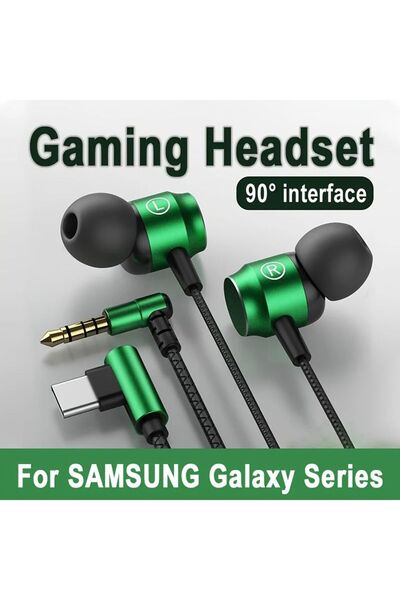 Generic سماعات ألعاب داخل الأذن من نوع "بلاك ميتال" بمنفذ USB-C، مزودة بميكرو...