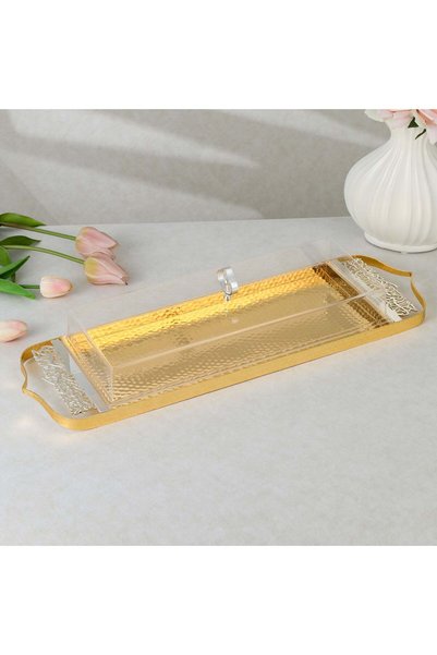 Otantik Home Luxury serving tray with lid - gold + silver