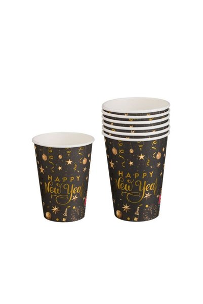 Jumbo Pahare din Carton Petrecere de Craciun Negre Folie Aurie "Happy New Yea...