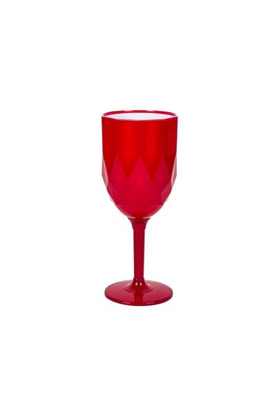 Jumbo Pahar din Plastic Rosu Alb cu Picior pentru Vin 350ml