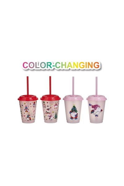Jumbo Pahare de Craciun cu Figurine Colorate & Pai 350ml - 4buc