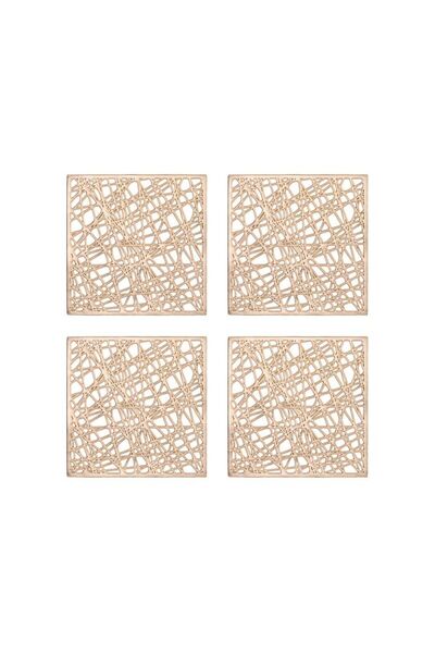 Jumbo Suport pentru Pahar de Craciun PVC Foil Auriu 12x12cm - 4buc