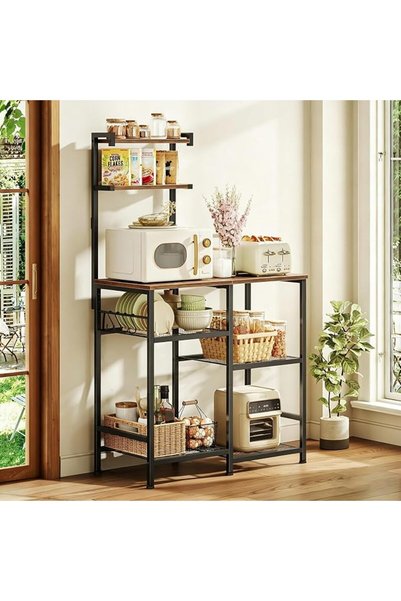 NIUBIER 31.5 Inch Bakers Rack, Kitchen Microwave Stand with Storage, Coffee B...