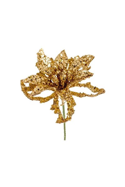 Jumbo Floare Decorativa de Craciun Aurie 15.5cm