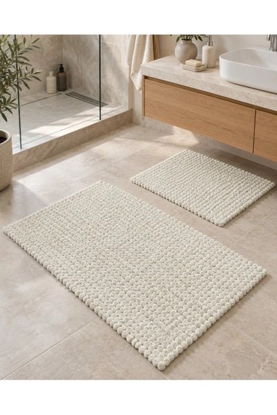 AYHANHOME 2 Parça Cotton Şönil Makarna Paspas, Klozet Takımı