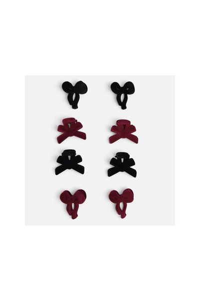 Jumbo Clame de Par de Craciun cu Fundite Catifelate 2 Modele 2,5cm - 6buc