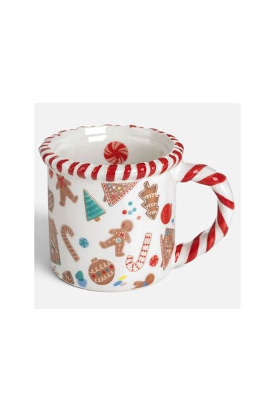Jumbo Cana Decorativa de Craciun Candy cu Margine Decorativa Ø11x10cm