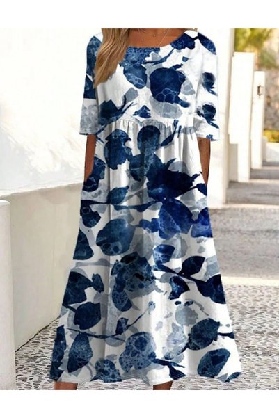 Evendi Rochie medie, Alb/Albastru