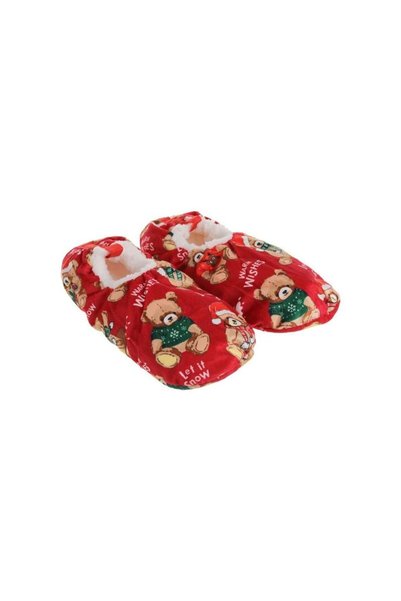Jumbo Papuci Balerini de Craciun Family Rosii cu Model Ursulet