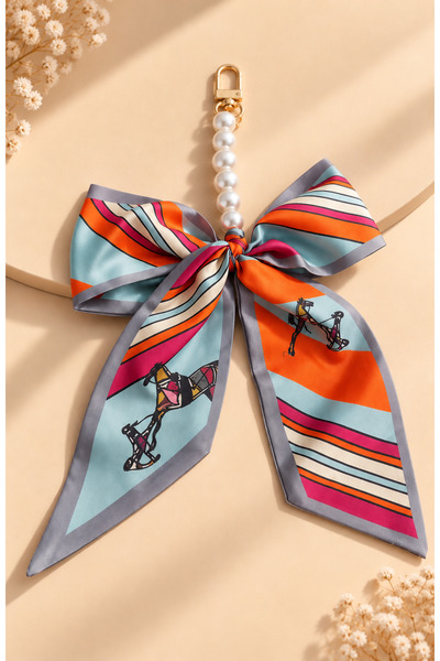 MİLANO BEAUTYS Beaded Bow Bag Scarf and Bag Accessory – Colorful Patterned, w...