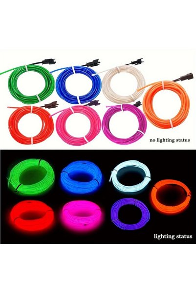 Generic مجموعة خطوط مضيئة E L بطول 5 أمتار (196 بوصة) باللون البنفسجي لتزيين ...